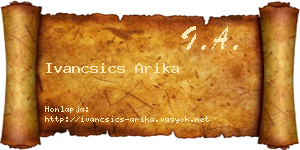 Ivancsics Arika névjegykártya